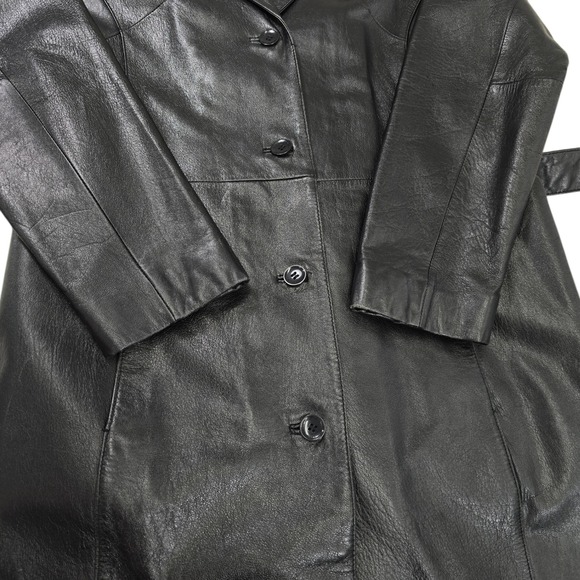 Wilsons Leather Pelle Studio Black Trench Coat Belted Thinsulate Liner M - Picture 13 of 16